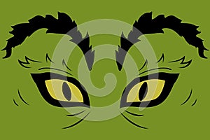 Grinch eyes with a cheerful grin, silhouette, grinch face outlines, background, grinch photo